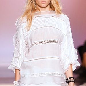 Isabel Marant Olympe Ruffle Voile Top Blue Gray  6